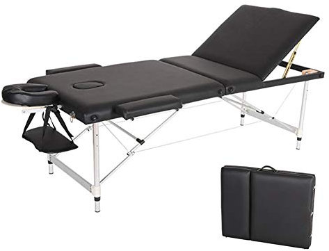 Massageliegen für Renovierungsarbeiten, schwarz, multifunktional, mit Schwamm gefüllt, bequem, 3 Abschnitte, Aluminium, E-Schönheitsmassagetisch, Armstütze mit Kopfstütze, geeignet für