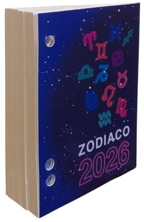 Almanach-Tagebuch mit Sternzeichen Ersatz 2025 – Tischkalender aus weißem Papier 8,5 x 11,5 cm + Stift und Lesezeichen