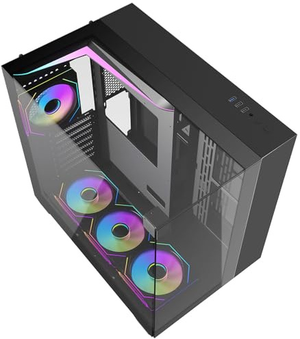 Aigo Darkflash L280 ATX/M-ATX/ITX Triple Curve Glass Gaming PC Case con 4 ventole ARGB da 120 mm e display LCD, temperatura CPU e GPU, supporta