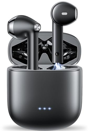 Auriculares Inalámbricos Bluetooth, 2024 Auriculares Bluetooth 5.3 in Ear con 4 HD Mics, 42H Cascos Inalámbricos HiFi Estéreo con Función de Reducción de Ruido ENC, IPX6 Impermeable, USB-C Negro