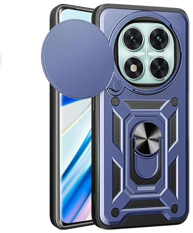 JNERBUYI Case for Xiaomi Redmi Note 14 Pro 5G with 360° Ring with Lens Cover, Protective Cover with Magnetic Car Holder, Shockproof Bumper Case. Blue