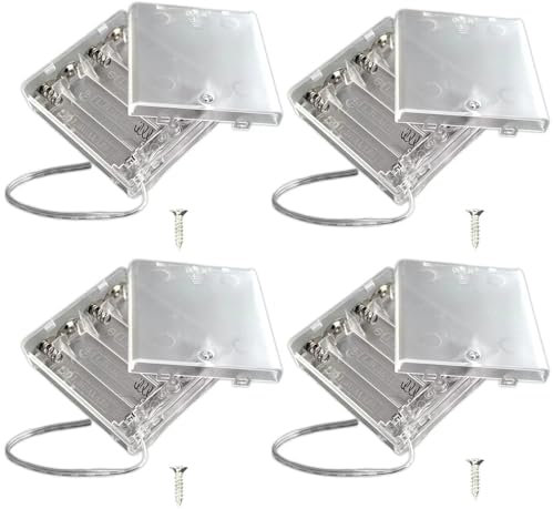 CGNRONEAU 8PCS 4 AA Battery Holder and Screws, 4 AA Battery Holder with Switch, 4.5V Battery Holder with Switch, 4 x 1.5V AA Battery Holder and Switch for LED String Light DIY