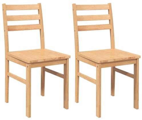 vidaXL Sillas de Comedor 2 Unidades Madera Maciza de Caucho, Silla de Comedor, Silla de Cocina, Asiento de Comedor, Silla, Silla de Sala de Estar