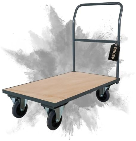 PROREGAL Transportwagen Handwagen Materialwagen | HxBxL 102x60x98cm | Traglast 450kg | Grau