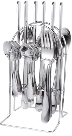 VICASKY 1Satz Edelstahlbesteck Teilig Langlebiges Geschirr für Personen Gabeln Löffel Dessertgabeln und Praktischem Ablagegestell für Zuhause Restaurants