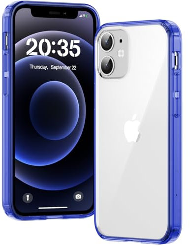 Voyahülle Clear Case for iPhone 12 Mini, Ultra Thin Shockproof TPU Cover, Anti-Yellowing Crystal Clear Phone Case for Apple iPhone 12 Mini - Dark Blue