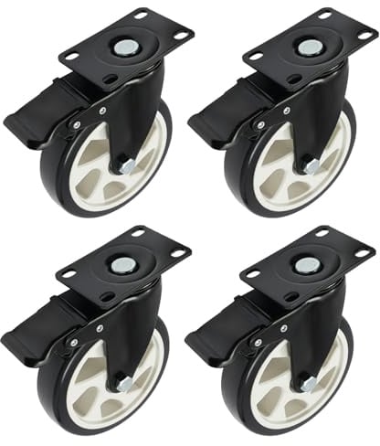 4er Set 125mm 360° Rollen Transportrollen Schwerlastrollen mit Bremse für verschiedene Heimwerker- und Industrieanwendungen, Jede Rolle Tragfähigkeit 50kg