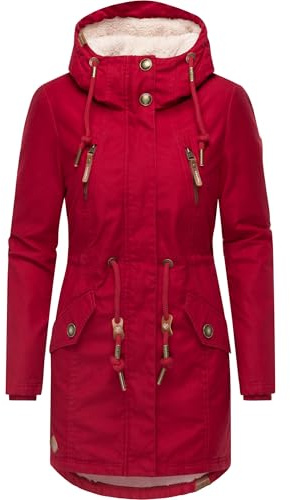 Ragwear Damen Winter-Kurzmantel Elsie mit Kapuze, vegan | Länge: oberschenkellang | Wärmegrad 3 von 3 – warm gefüttert | wasserabweisend | fleecegefütterte Kapuze