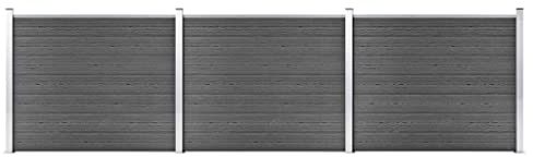 QJBSAVVA Gartenzaun Set WPC Schwarz 526 x 146 cm Moderner Gartenabgrenzung Langlebig & Robust Doppeltes Design Alu-Profil für Balkon Terrasse Gartenzaun Element