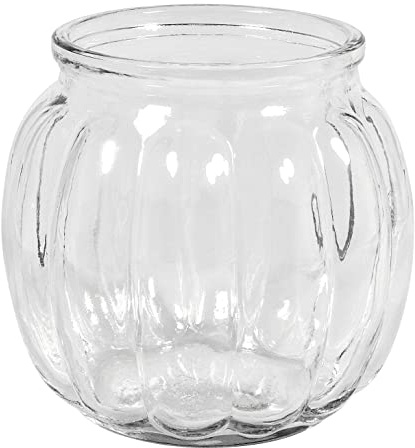 Glasvase mit Rillen, Ø 12 cm, Höhe 11 cm