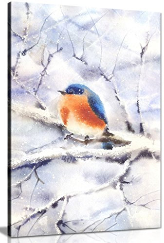 Panther Print Kunstdruck auf Leinwand, Motiv: Rotkehlchen im Schnee, 61 x 40,6 cm