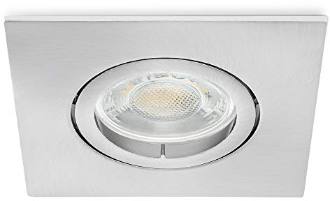 linovum LED Downlight extra flach nur 36mm in eckig Edelstahl Optik schwenkbar für 230V - Einbaustrahler mit 4W LED neutralweiß