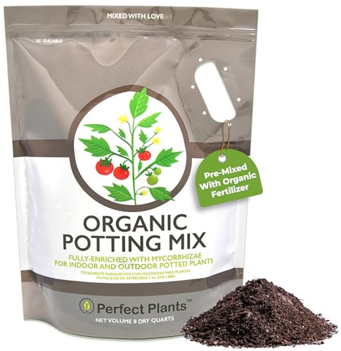 Organic Potting Mix by Perfect Plants for All Plant Types - 8qts for Indoor and Outdoor Use, Great for Veggies, Spices, and Holistic Herbs