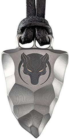 Element of Gods Titan Faustkeil Wolf Anhänger mit Lederband in schwarz
