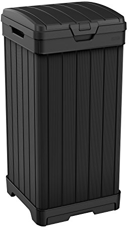 Keter Baltimore Poubelle de cuisine d'extérieur en résine avec couvercle et plateau d'égouttement pour un nettoyage facile, parfaite pour la salle à manger sur la terrasse, noir