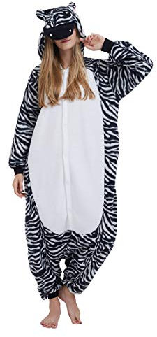 SAMGU Adult Pyjama Cosplay Tier Onesie Body Nachtwäsche Kleid Overall Animal Sleepwear Erwachsene Zebra S