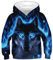 Ocean Plus Jungen Kapuzenpullover Bunt Teens Hoodie Kinder Langarm Pulli mit Kapuzen Sweatshirt Unisex Pullover (S (Körpergröße: 125-130cm), Blauäugiger Schwarzer Wolf)