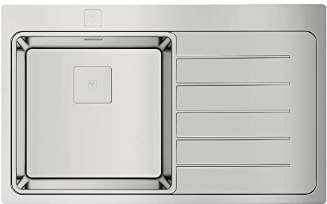 Teka Zenit RS15 1C 1E R - Fregadero de 50 cm, Encastrado Derecha, SilentSmart, Desagüe Automático Cuadrado, Tapa Decorativa, Chapa de Gran Espesor, Color Acero Inoxidable