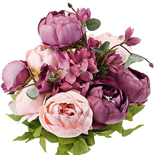 FiveSeasonStuff 1 Bouquet of Peony Silk Artificial Flowers and Hydrangeas/Perfect for Wedding, Bridal, Party, Home, Office Décor (Mixed Fandango)