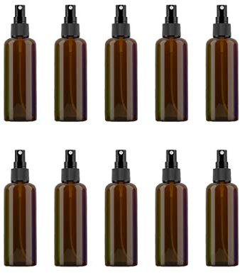 VOANZO 10PCS Empty Plastic Spray Bottle 100ml Fine Mist Travel Atomiser Set Refillable Travel Size Bottle Toiletries Liquid Containers (brown)