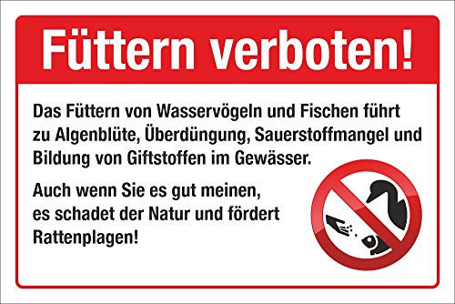 WERBEPUNKT. Schild Füttern von Wasservögeln und Fischen verboten 3 mm Alu-Verbund 300 x 200 mm
