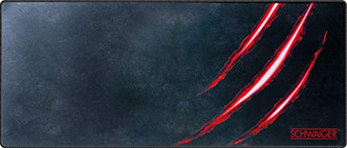 SCHWAIGER GM700 Gaming Mauspad Mausunterlage Mousepad Schreibtischunterlage Computer-Zubehör XXL 750x300mm rutschfest genähte Kanten schwarz-rot