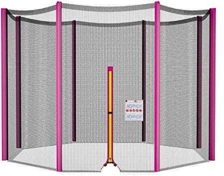NONMON Sicherheitsnetz Ersatznetz für Trampolin Ø 305 cm 8 Stangen, Rosa Gartentrampolin Ersatznetz Netz Außenliegend reißfest UV-beständig einfache Montage Eingangstür mit Reißverschluss