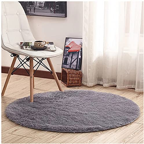 Teppich Wölkchen Hochflor-Plüsch-Teppich I Bettvorleger Sofa Matte I Wohnzimmer Kinderzimmer Schlafzimmer Flur Läufer I rutschfeste Unterseite I Rund,Grau,60CM