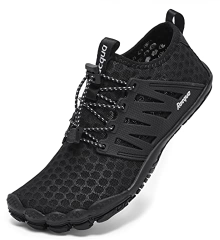 Racqua Herren Womens Wasser Sport Schuhe Schnell Trocken Barfuß Aqua Schuhe Strand Surf Schwimmen Pool Wandern Walking Schuhe Schwarz 45
