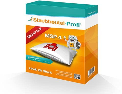 20 Staubsaugerbeutel MSP4 geeignet für Miele S 8340 Matchwinner PowerLine - SGDF3 von Staubbeutel-Profi®
