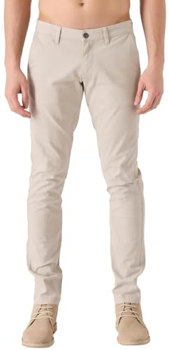 JMOJO Chinos Trousers Men – Slim Fit Wrinkle Resistant Stretch Cotton Pants – Smart Casual Wear for Office, Travel & Weekend Cream