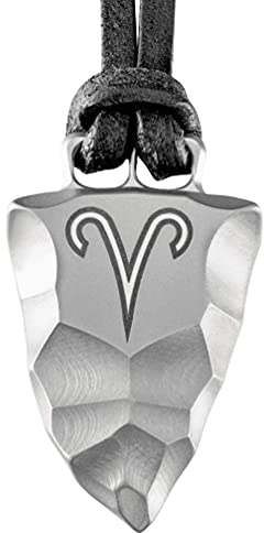 Element of Gods Titan Faustkeil Sternzeichen Widder Aries Anhänger mit Lederband in schwarz