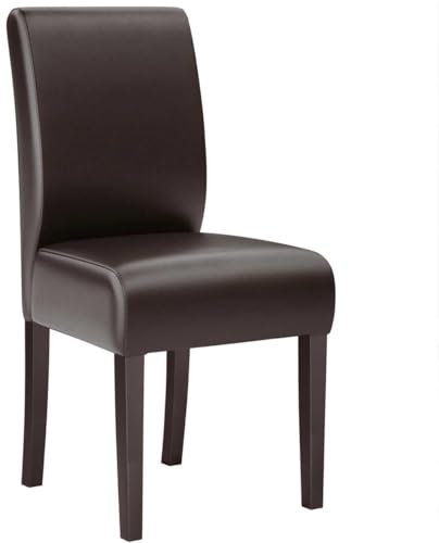 GGMMÖBEL Leo Big | 2-er Set | Esszimmerstuhl | Dunkelbraun | Leder | Bistrostuhl | Gastrostuhl | Gepolstert | Gestell: Holz/Schwarz | Sitzhöhe: 48cm