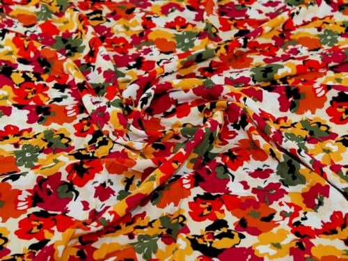 Kleiderstoff, Blumenmuster, Viskose, Meterware, Rosa