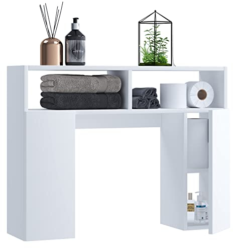 VCM Holz Wandregal Hängeregal Überbau WC Toilette Badmöbel Waschmaschine Schrank Regal Tinoli S Weiß