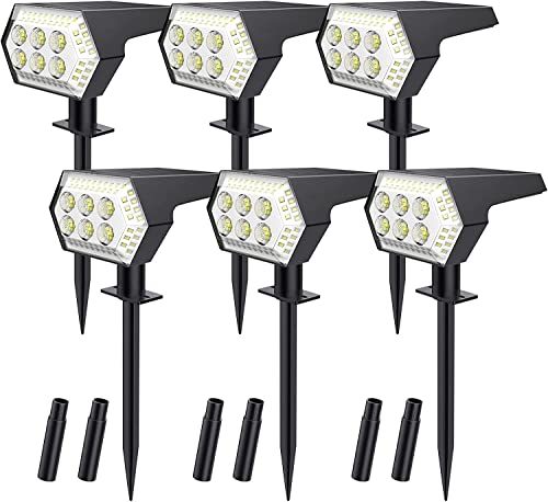 Qhou Solar Gartenleuchten Außen, Solar Gartenleuchten, 6 Stück 108 LED Solarlampen IP67 wasserdicht Außenwandleuchte LED Solar strahler Wegbeleuchtung Strahler für Terrasse Außen Rasen Garten Hofwege