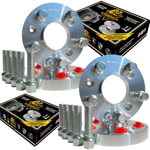 IGP Kit de 4 entretoises roues 20 + 20 mm compatibles avec Volkswagen T Roc Golf 5 6 7 8 Eos Passat ID.3 ID.4 ID.5 toutes + 10 boulons en acier