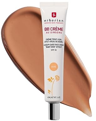 Erborian BB Creme mit Ginseng - Getönte Creme - Pflege mit Babyhaut-Effekt - 5-in-1 koreanische Gesichtspflege mit LSF 20 - Gold - 15 ml