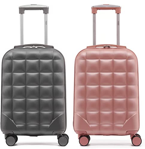 Flight Knight 2er-Set Bubble Suitcase - Leichtes und sehr Robustes Handgepack - Ryanair easyJet Jet2 Approved - 8 Wheel Carry Cabin Hardcase 55x35x20cm