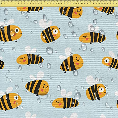 DreamRoots Segeltuch Wasserdicht - Polsterstoff Meterware 160 cm breit - Wasserabweisender Stoff 220 g/m2 600D - Markisenstoff Wasserdicht Meterware Bee Life 1M