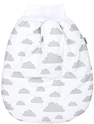TupTam Baby Strampelsack Schlafsack mit breitem Bund Winterschlafsack für Mädchen Jungen Babyschlafsack, Farbe: Wolken Grau, Größe: 6-12 Monate