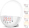 RICIAL Wake Up Light, 10000 Lux UV-freie Sonnenlampe, Sonnenaufgangswecker, dimmbar, 5 Helligkeiten, 4 Farbtemperaturen und Timer, Dual-Alarme und Schlummerfunktion, Schlafhilfe mit 10 natürlichen