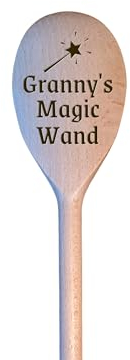 LunaTastic Gifts Wooden Engraved Spoon - Granny Birthday Milestone Christmas Stocking Filler Chef Cooking Baking Gift - 30cm Long - Magic Wand