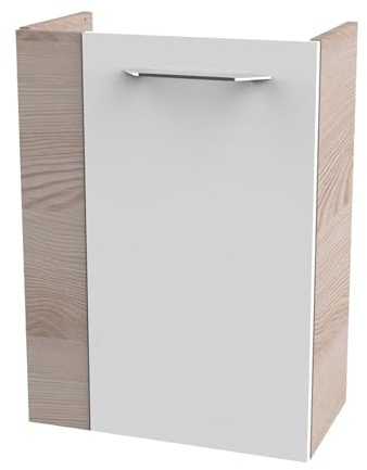 FACKELMANN B.CLEVER Waschbeckenunterschrank schmal – Unterschrank für Waschtisch im Gäste-WC (44 cm x 60 cm x 24,3 cm) – Türanschlag rechts – SBC Badezimmerschrank hängend in Braun hell/Weiß