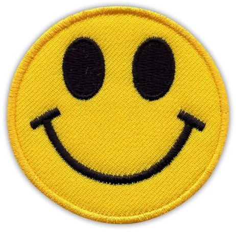 Smile – lächelndes Gesicht – magnetische Rückseite – bestickter Aufnäher/Abzeichen/Emblem