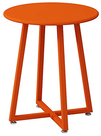 IMYOGI Exquisiter Terrassen-Beistelltisch, wetterbeständiger runder Eisen-Couchtisch für den Außenbereich, Φ40,5 cm Sofa-Beistelltisch, geeignet für Innenhof, Terrasse, Balkon, Garten (Farbe: Orange)