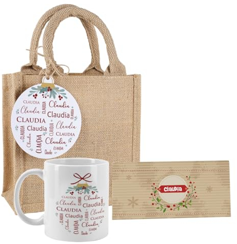 Herz & Heim® Weihnachtstasse, Schokolade in Geschenkverpackung mit personalisiertem Anhänger