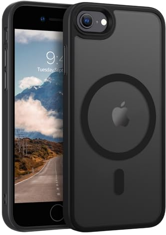 GUAGUA Magnetisch Hülle für iPhone SE 2022/iPhone SE 2020/iPhone 8/iPhone 7 [Kompatibel mit MagSafe] Stoßfest Matt Handyhülle FallSchutz, Durchscheinende Rückseite Schutzhülle Case Cover, Dunkelgrau