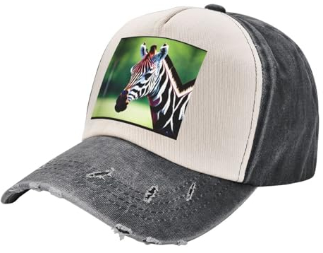 Zebra and Giraffe Denim Sport Cap Unisex Verstellbar Atmungsaktiv Stilvolle Outdoor Baseball Cap Zebra Giraffe Einheitsgröße, Zebra und Giraffe, One size