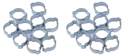 Juego de 2 clips de oreja dobles de 28 a 31 mm, abrazadera en O, acero chapado en zinc, paquete de 10, 28 a 31 mm